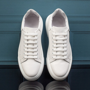 Pantofi casual barbati cu siret albi din Piele naturala MOD11161, 4, modlet.ro