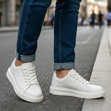Pantofi casual barbati cu siret albi VLAD2