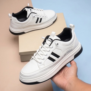 Pantofi casual barbati cu siret elastic alb cu negru ION14