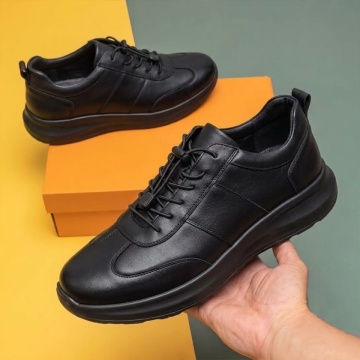 Pantofi casual barbati cu siret elastic negri din Piele naturala JAN1, 2, modlet.ro