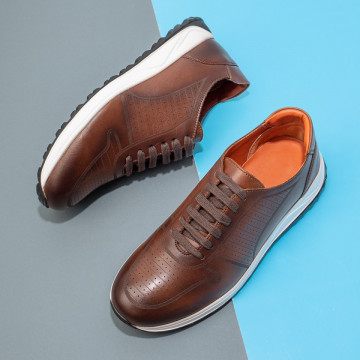 Pantofi casual barbati cu siret maro din Piele naturala MOD11463, 4, modlet.ro