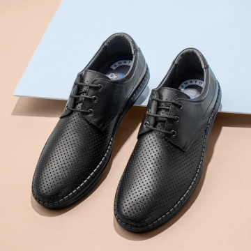 Pantofi casual barbati cu siret negri din Piele naturala MOD13761, 2, modlet.ro