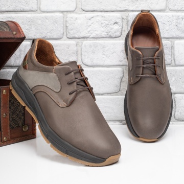 Pantofi casual barbati gri din Piele naturala MOD10646, 2, modlet.ro