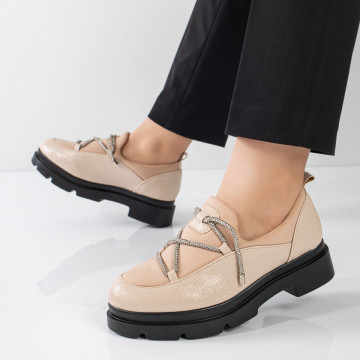 Pantofi casual cu strasuri si talpa groasa bej MOD11061, 2, modlet.ro