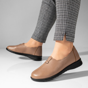 Pantofi casual cu talpa joasa bej inchis MOD10942, 2, modlet.ro