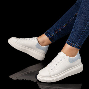 Pantofi casual dama alb cu albastru MOD10121, 3, modlet.ro
