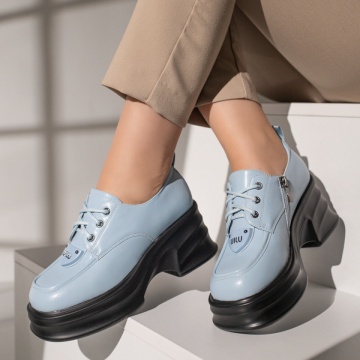 Pantofi casual dama albastri cu siret si platforma MOD11832, 4, modlet.ro