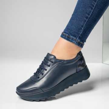Pantofi casual dama albastri din Piele naturala MOD00430, 3, modlet.ro