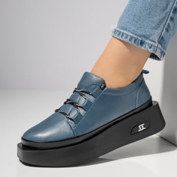 Pantofi casual dama albastri din Piele naturala ZEF11125, 1, zeforia.ro