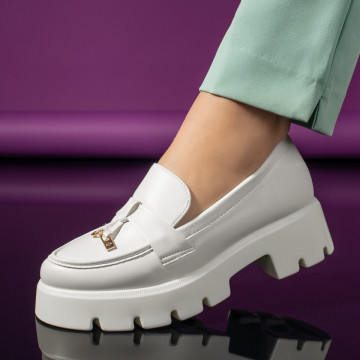 Pantofi casual dama albi cu talpa groasa MOD10994, 1, modlet.ro