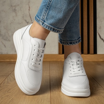 Pantofi casual dama albi din Piele naturala MOD12977, 4, modlet.ro