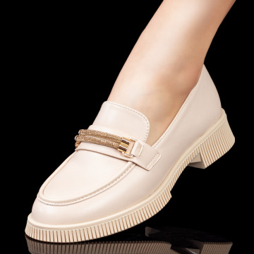 Pantofi casual dama bej cu accesoriu decorativ MOD08035, 4, modlet.ro
