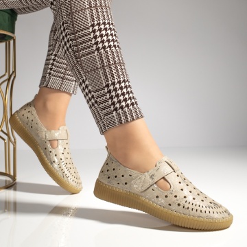 Pantofi casual dama bej cu scai MOD13268, 3, modlet.ro