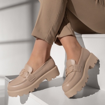 Pantofi casual dama cu accesoriu decorativ bej ZEF13093, 1, zeforia.ro