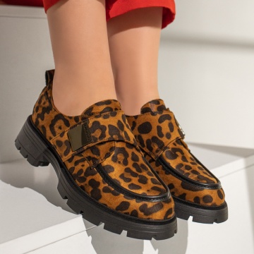 Pantofi casual dama cu imprimeu negri suede MOD12958, 4, modlet.ro