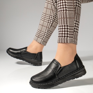 Pantofi casual dama cu insertie de material elastic negri MOD12984, 2, modlet.ro
