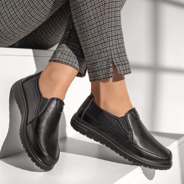 Pantofi casual dama cu insertie de material elastic negri MOD13073, 3, modlet.ro