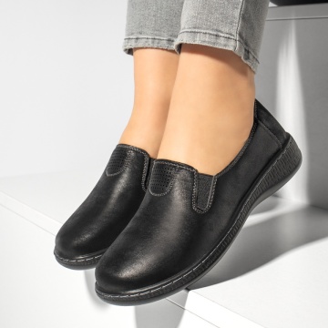 Pantofi casual dama cu insertie de material elastic negri MOD13151, 2, modlet.ro