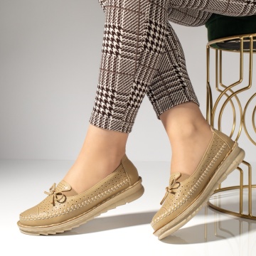 Pantofi casual dama cu insertie de material elastic si fundita bej MOD13229, 2, modlet.ro