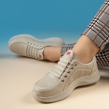 Pantofi casual dama cu perforatii bej MOD14230