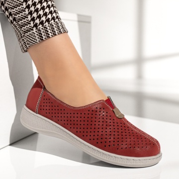 Pantofi casual dama cu perforatii rosii MOD13315, 3, modlet.ro