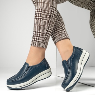 Pantofi casual dama cu platforma albastri din Piele naturala MOD13032, 2, modlet.ro