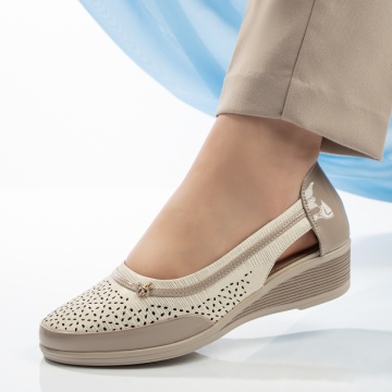 Pantofi casual dama cu platforma bej MOD13346, 2, modlet.ro