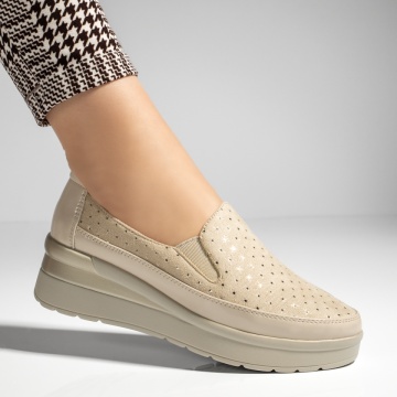 Pantofi casual dama cu platforma bej suede MOD13259, 3, modlet.ro