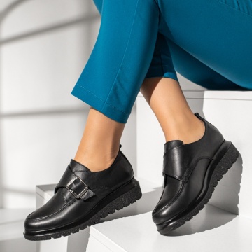 Pantofi casual dama cu platforma negri din Piele naturala MOD14047, 2, modlet.ro