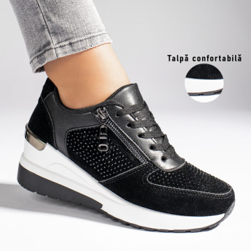 Pantofi casual dama cu platforma negri MOD11114, 3, modlet.ro