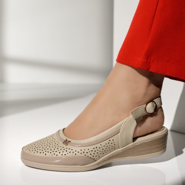Pantofi casual cu platforma, Pantofi casual dama cu platforma si bareta bej MOD14258, modlet.ro