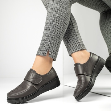Pantofi casual cu platforma, Pantofi casual dama cu platforma si inchidere cu scai gri GINA1, modlet.ro
