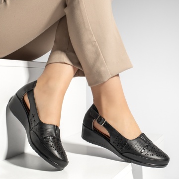 Pantofi casual dama cu platforma si perforatii dama negri MOD13343, 2, modlet.ro