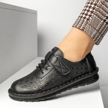 Pantofi casual dama cu scai si perforatii negri MOD13228, 4, modlet.ro