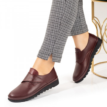 Pantofi casual dama cu scai visinii din Piele naturala MOD10350, 3, modlet.ro