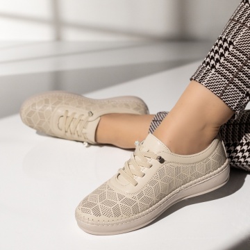 Pantofi casual dama cu siret elastic bej EVA97, 2, modlet.ro