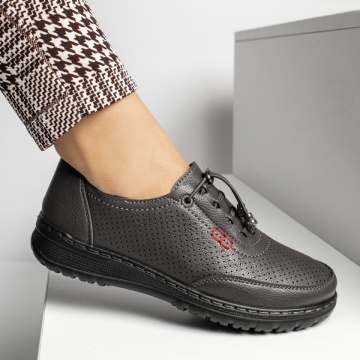 Pantofi casual dama, Pantofi casual dama cu siret elastic gri MOD14252, modlet.ro