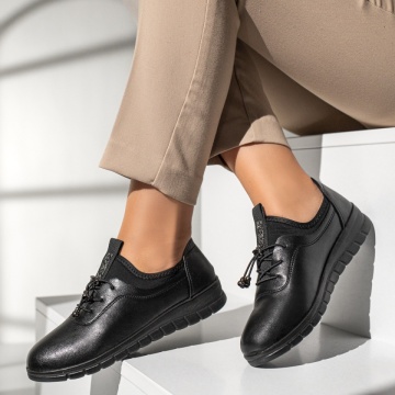 Pantofi casual dama cu siret elastic negri MOD09984, 2, modlet.ro
