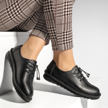 Pantofi casual dama cu siret elastic negri MOD13230, 4, modlet.ro