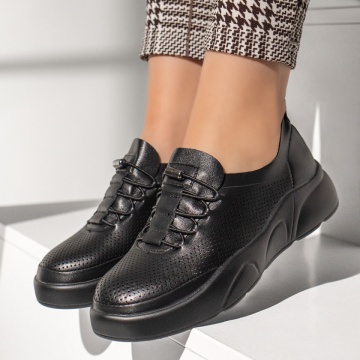 Pantofi casual dama cu siret elastic negri ZEF13365, 1, zeforia.ro