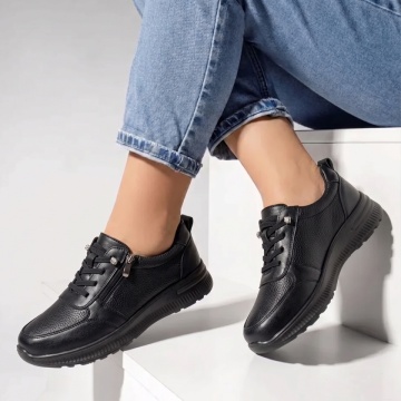 Pantofi casual dama cu siret elastic si fermoar negri IOANA19, 2, modlet.ro