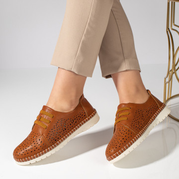 Pantofi casual dama cu siret elastic si talpa joasa maro MOD11476, 2, modlet.ro
