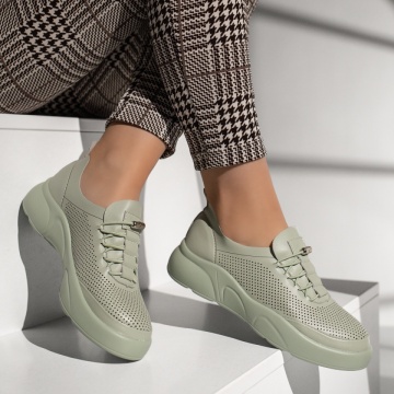 Pantofi casual dama cu siret elastic verzi MOD13365, 3, modlet.ro