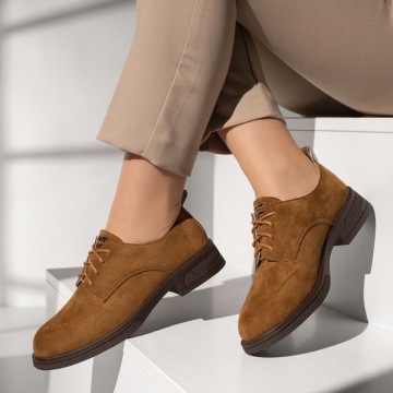 REDUCERI INCALTAMINTE, Pantofi casual dama cu siret maro suede IRIS15, modlet.ro