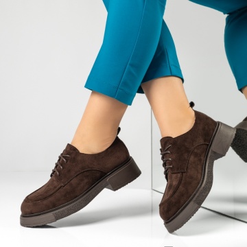 Pantofi casual dama cu siret maro suede IRIS17, 2, modlet.ro