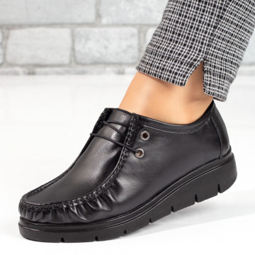 Pantofi casual dama cu siret negri din Piele naturala MOD03669, 1, modlet.ro