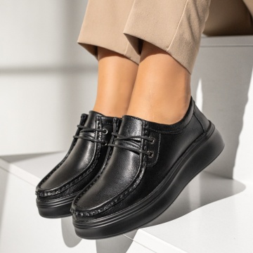 Pantofi casual dama cu siret negri din Piele naturala MOD13984, 2, modlet.ro