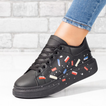 Pantofi casual dama cu siret negri MOD05921, 1, modlet.ro
