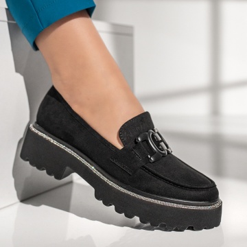 Pantofi casual dama cu strasuri negru suede MOD11044, 4, modlet.ro