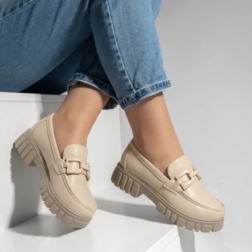 Pantofi casual dama cu talpa groasa bej DORA47, 3, modlet.ro
